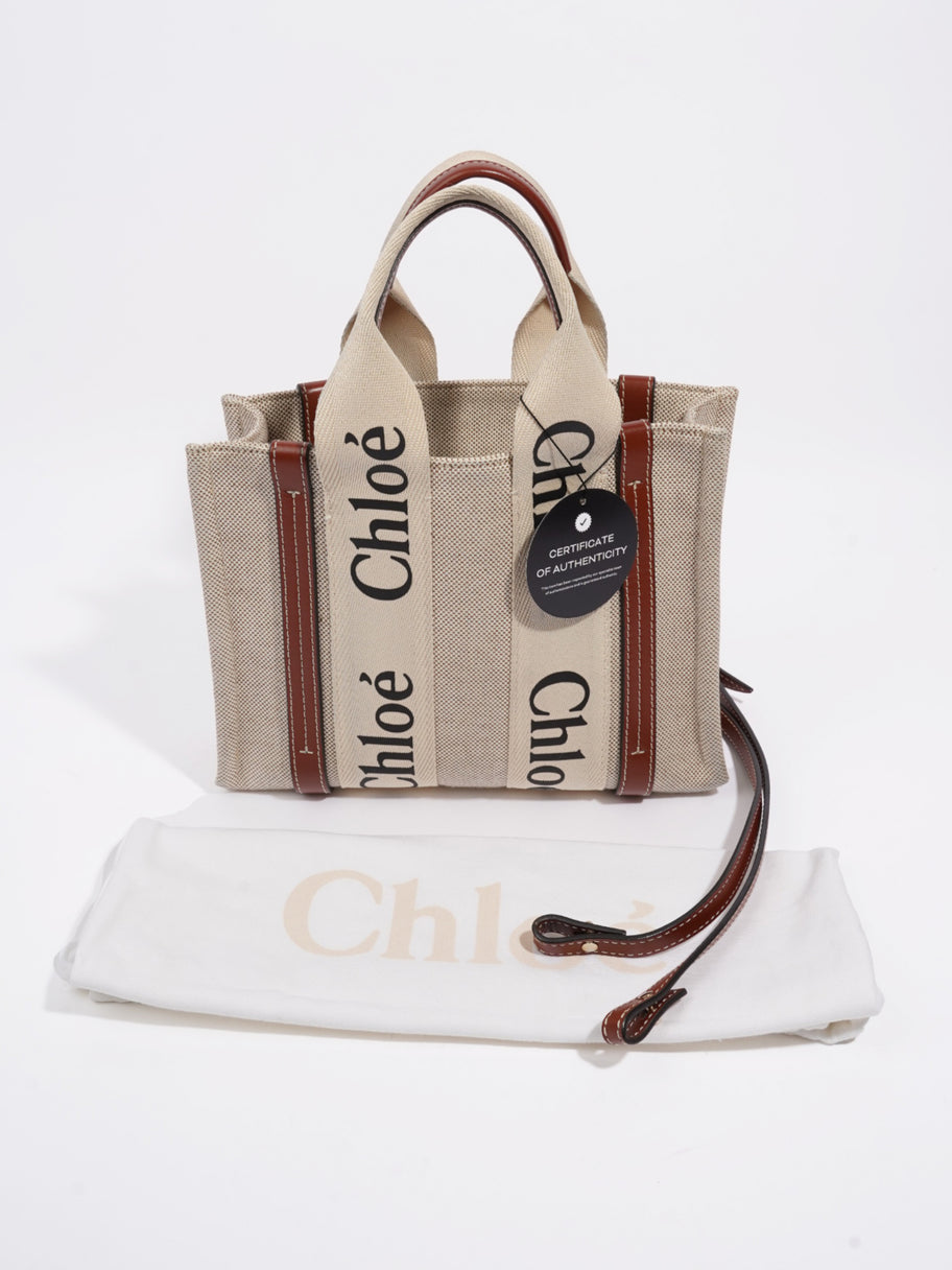 Chloe Woody Tote Beige Cotton Small Image 10