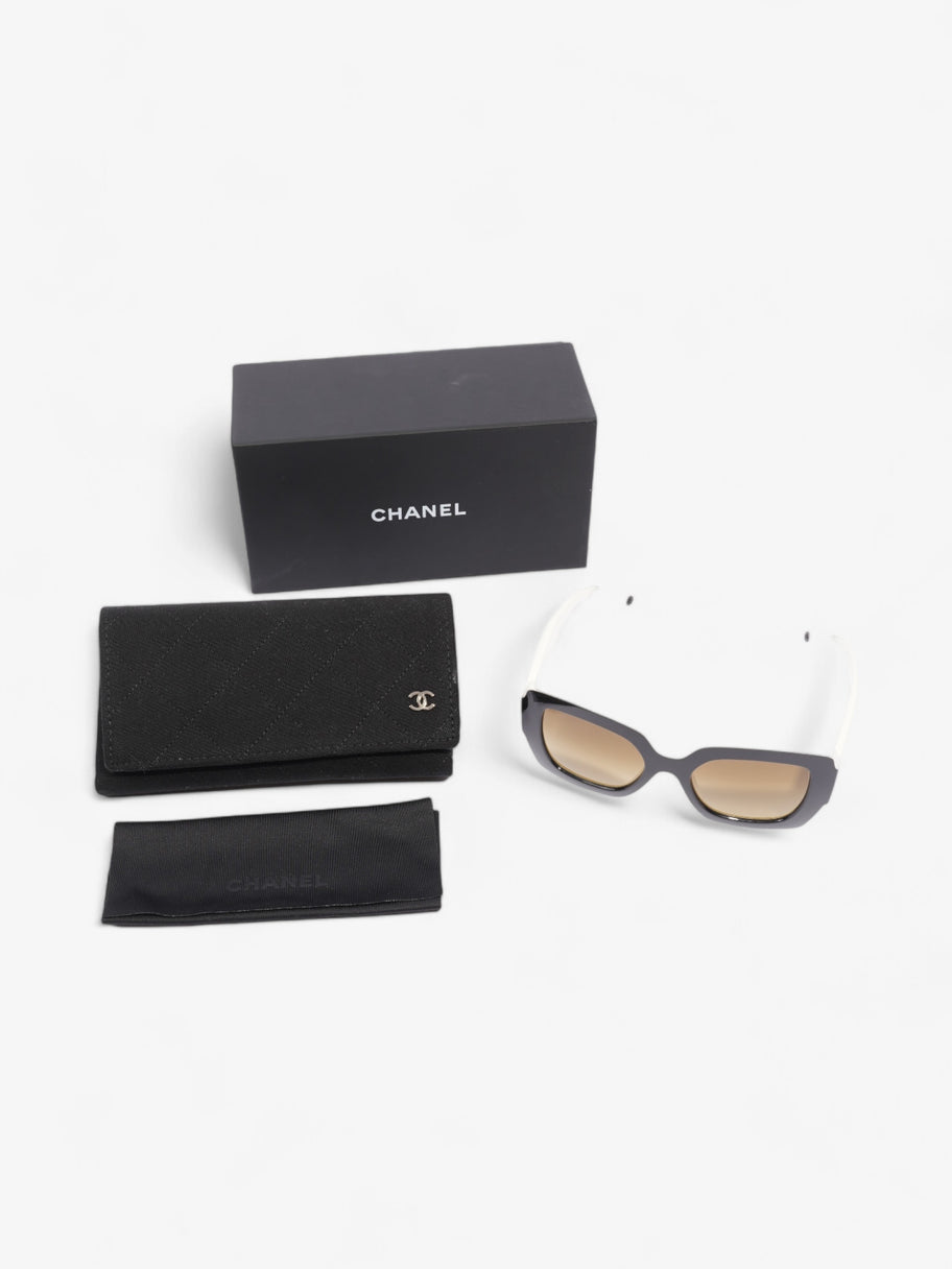 Chanel Two Tone CC Sunglasses Black / White Acetate 140mm Image 6