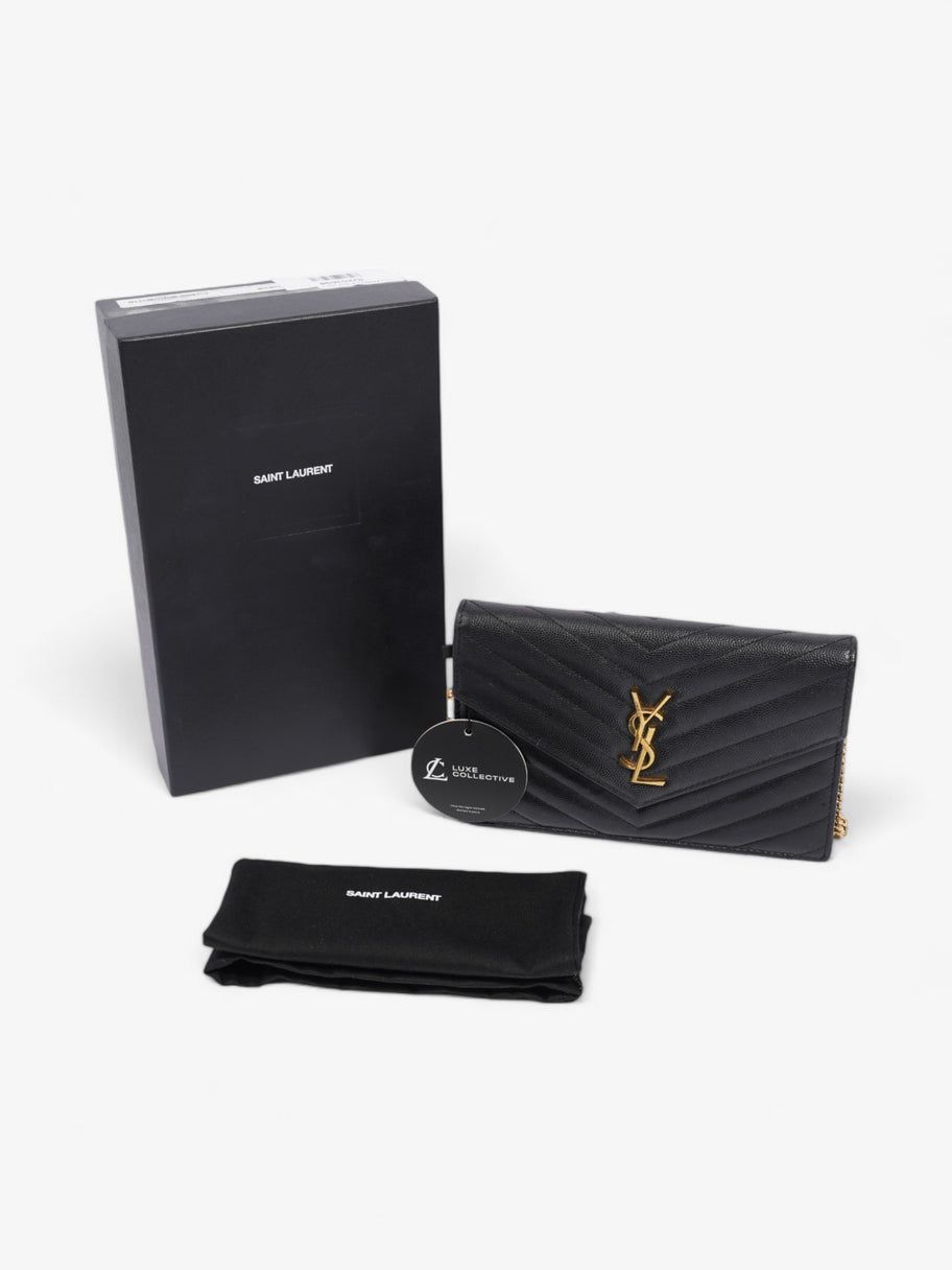 Saint Laurent Cassandre Envelope Chain Wallet Black Calfskin Leather Image 9