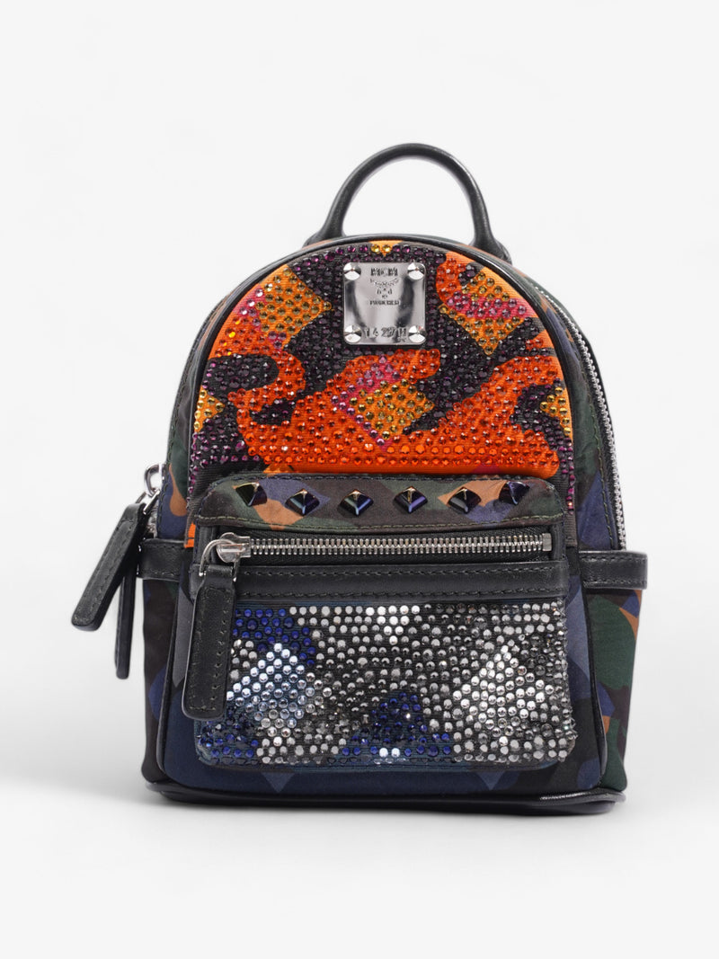  MCM Crystal Backpack Multicoloured / Black Canvas Mini