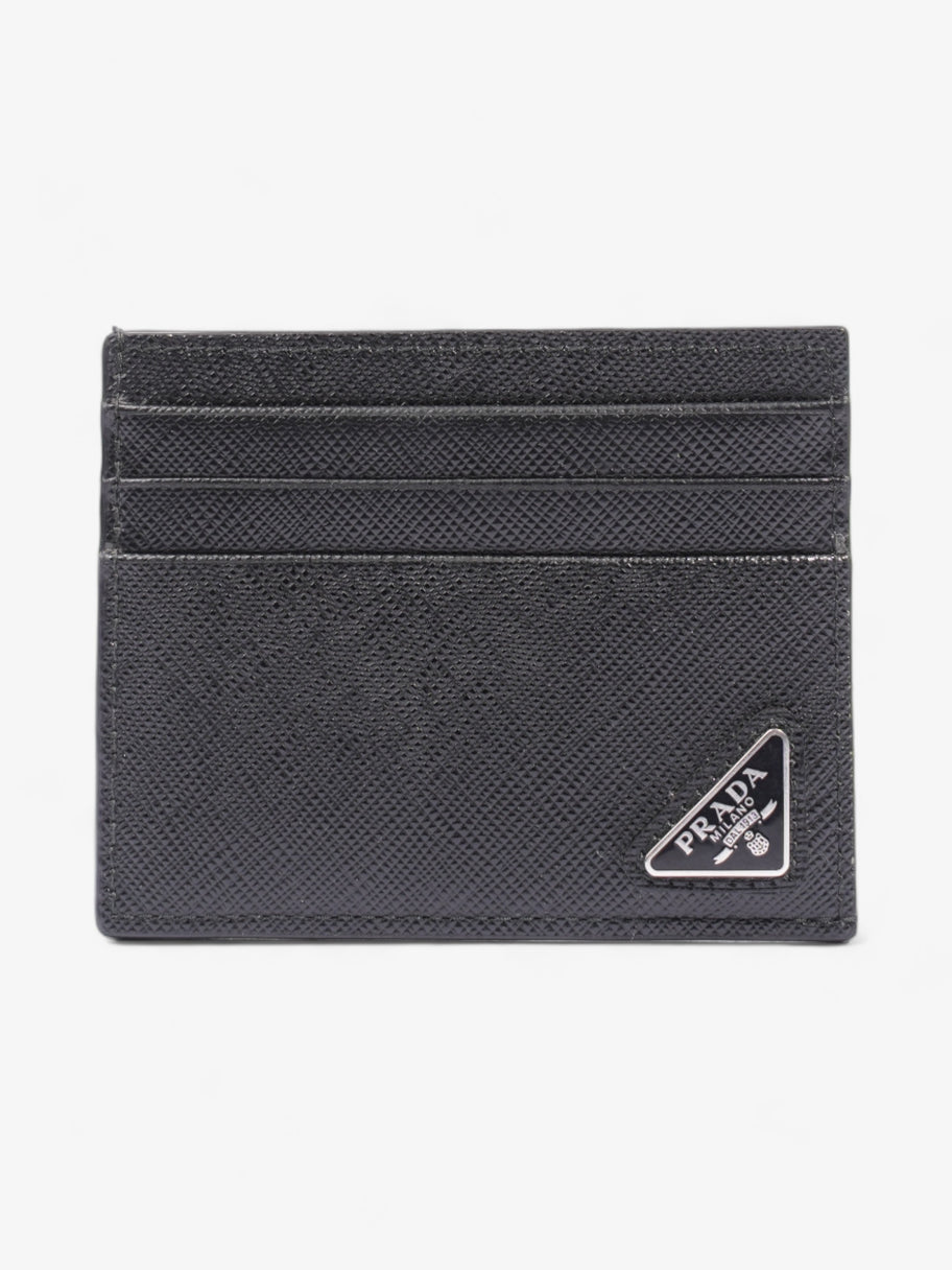 Prada Triangle Card Holder Black Saffiano Leather Image 1