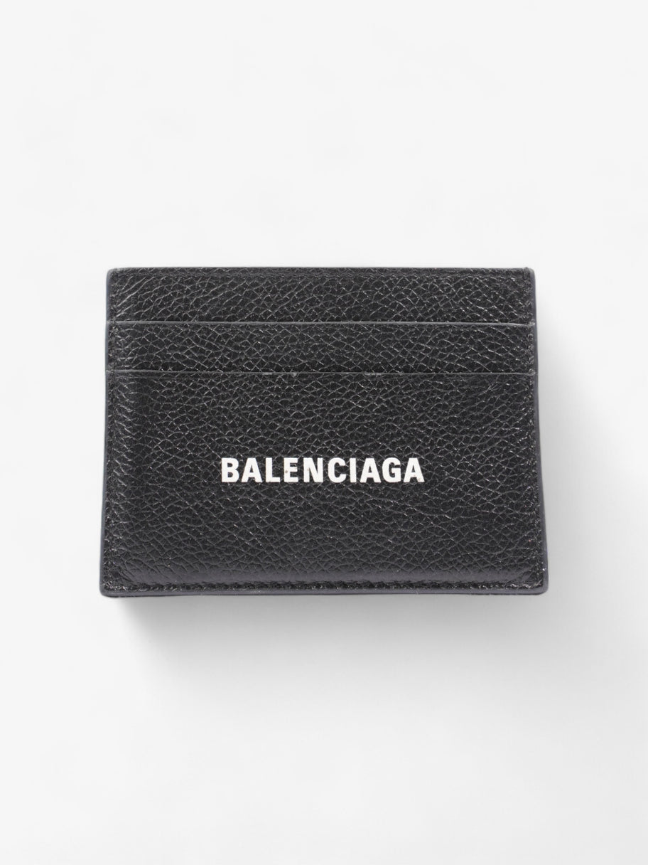 Balenciaga Logo Card Holder Black / White Leather Image 1