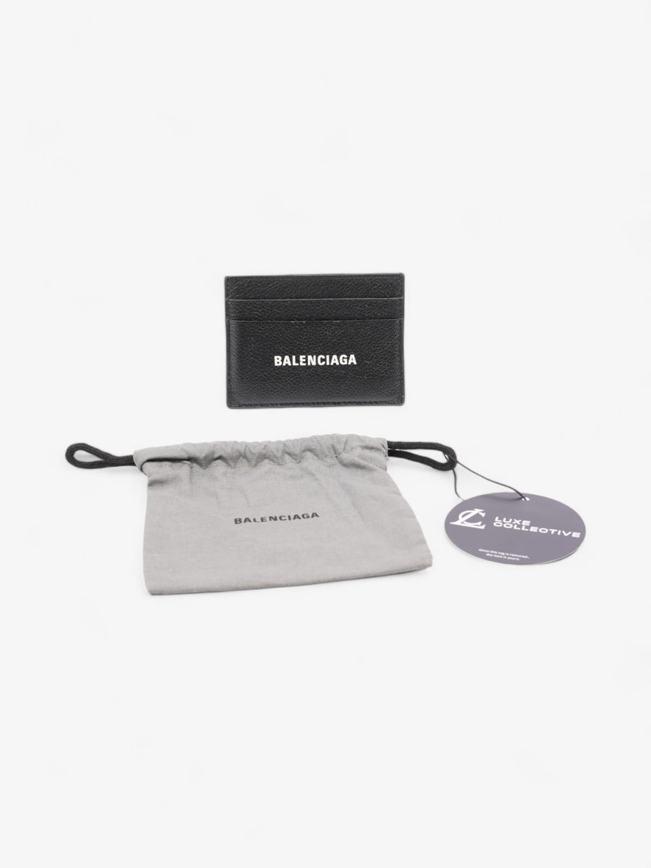 Balenciaga Logo Card Holder Black / White Leather Image 6