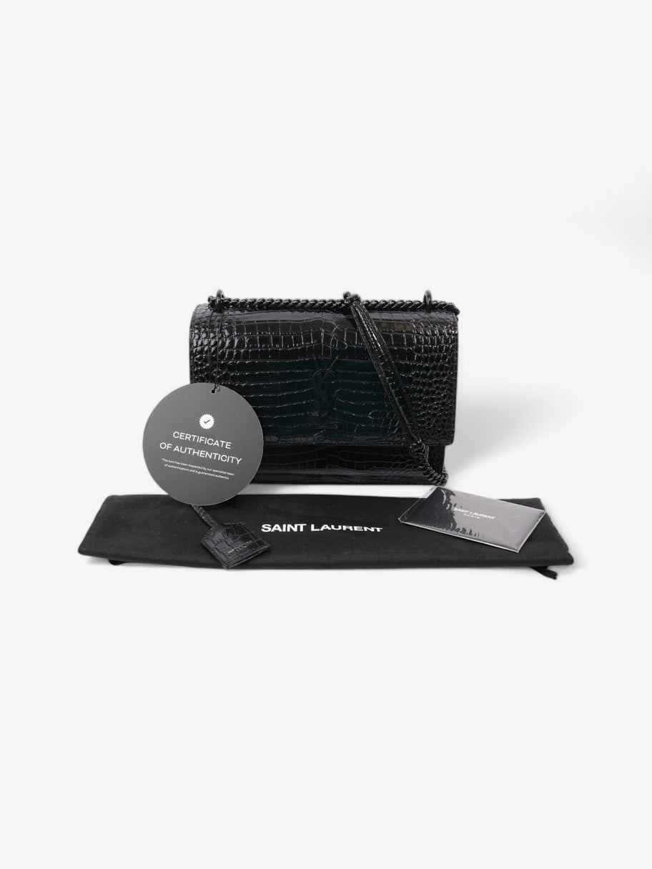 Saint Laurent Sunset Black Embossed Leather Medium Image 11