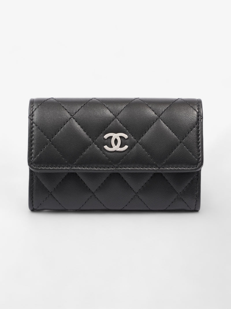  Chanel Interlocking CC Small Flap Card Holder Black Lambskin Leather