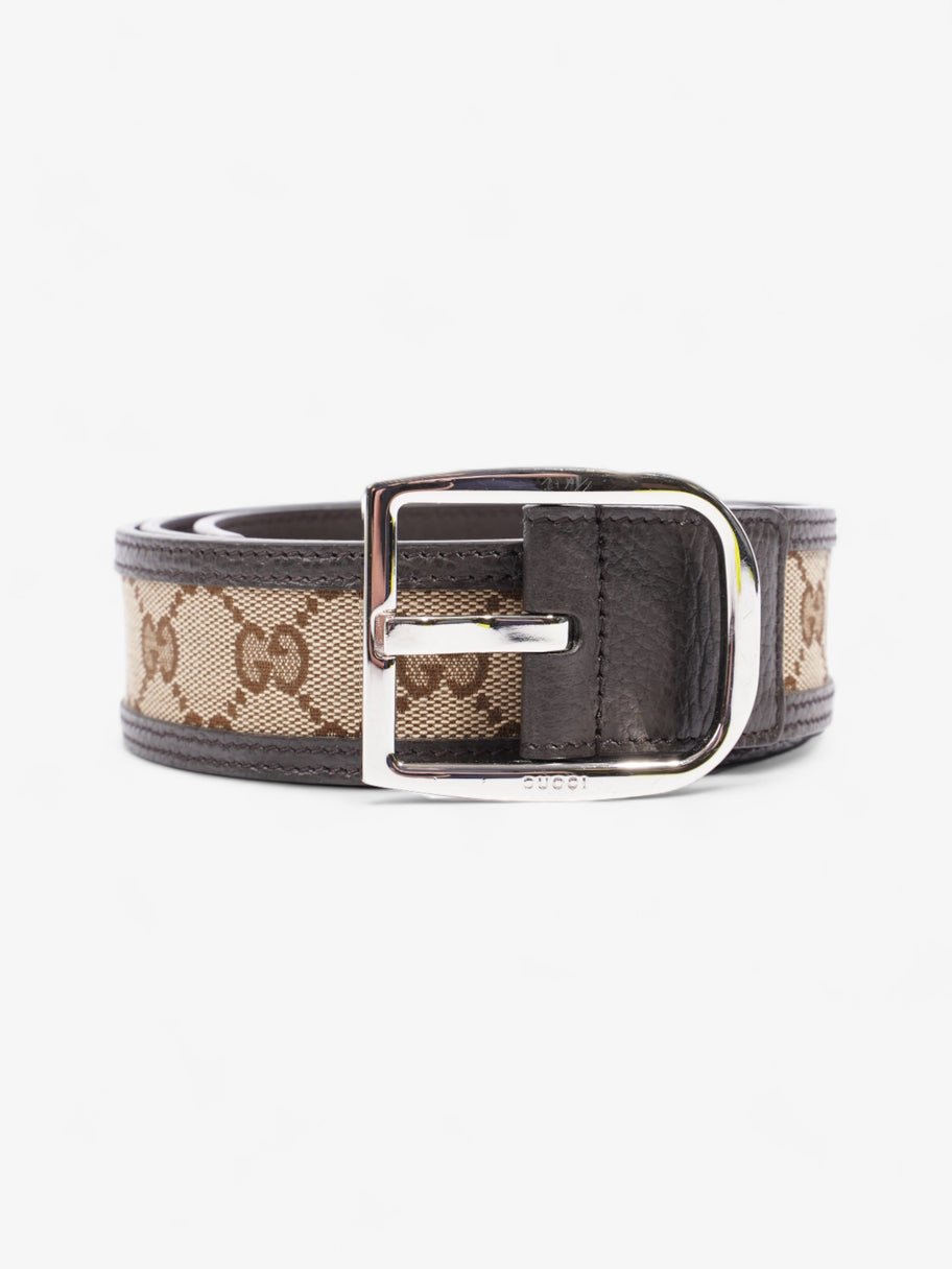 Gucci Gucci GG belt Beige And Ebony GG Supreme / Brown Leather Leather 95cm 38mm Image 4