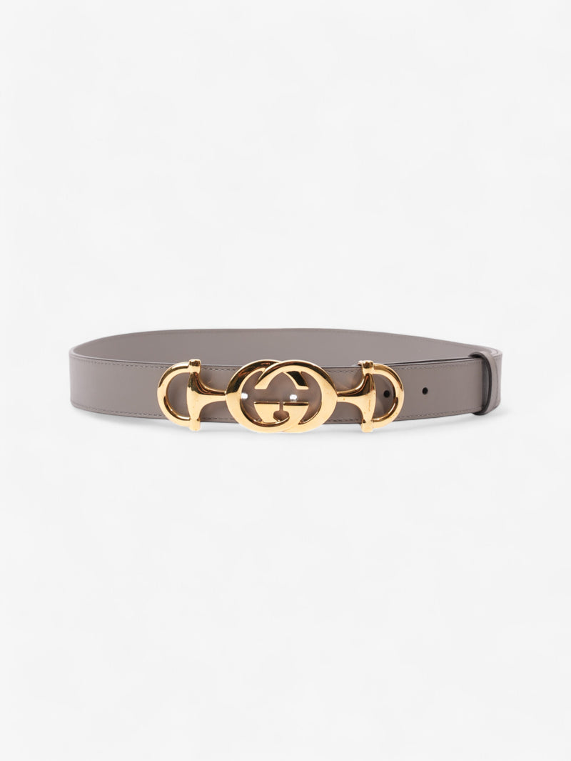  Gucci Horsebit Belt Grey / Gold Leather 85cm / 34