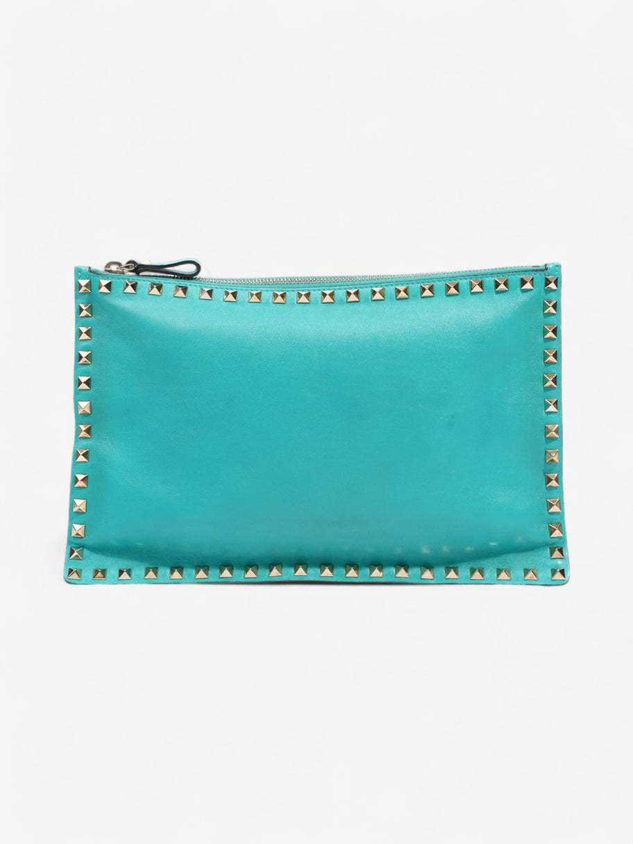 Valentino Rockstud Clutch Teal Green Leather Image 1