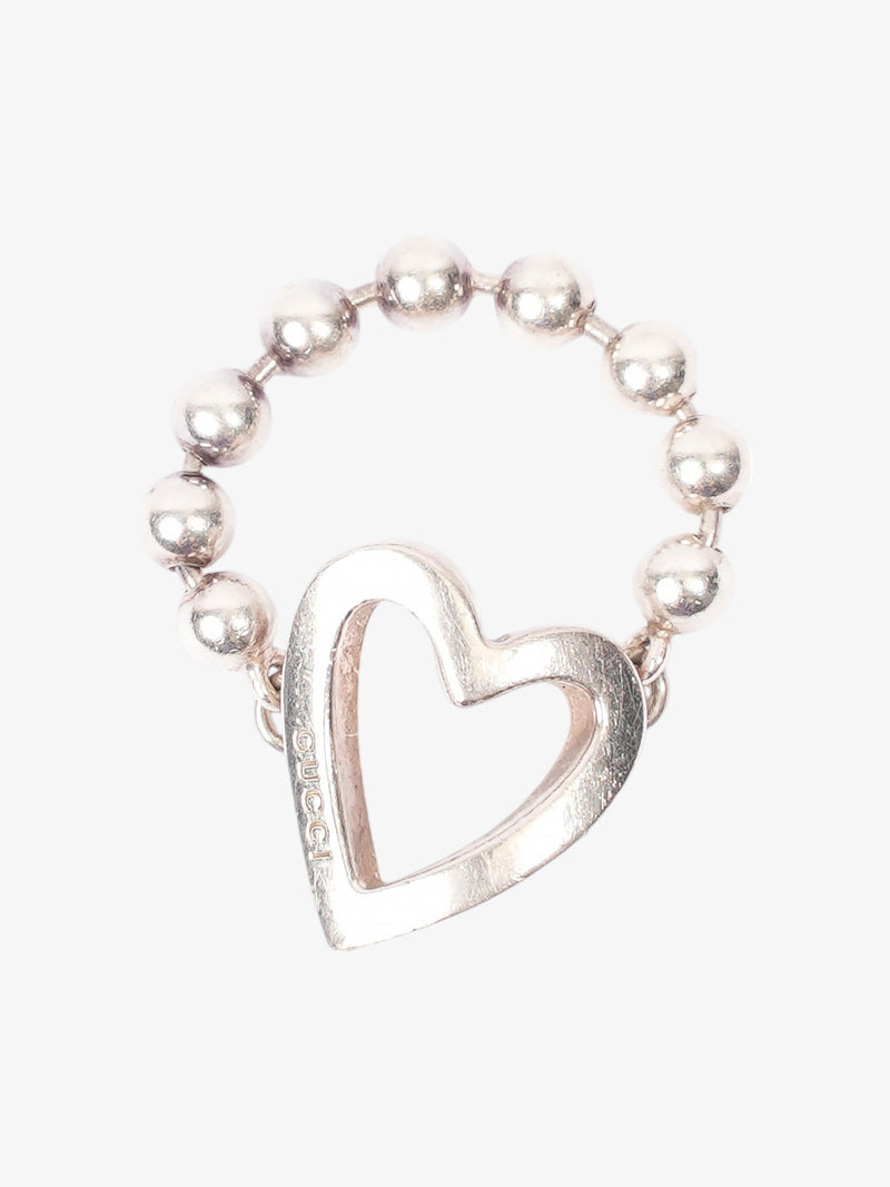  Gucci Heart Bead Ring Silver Silver Sterling 16 (Circumference - 56mm)