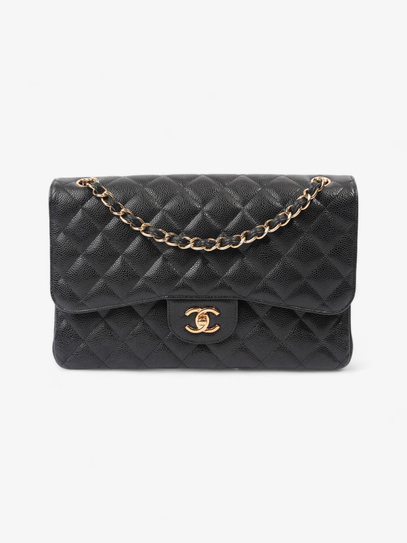  Chanel Classic Double Flap Black Caviar Leather Jumbo