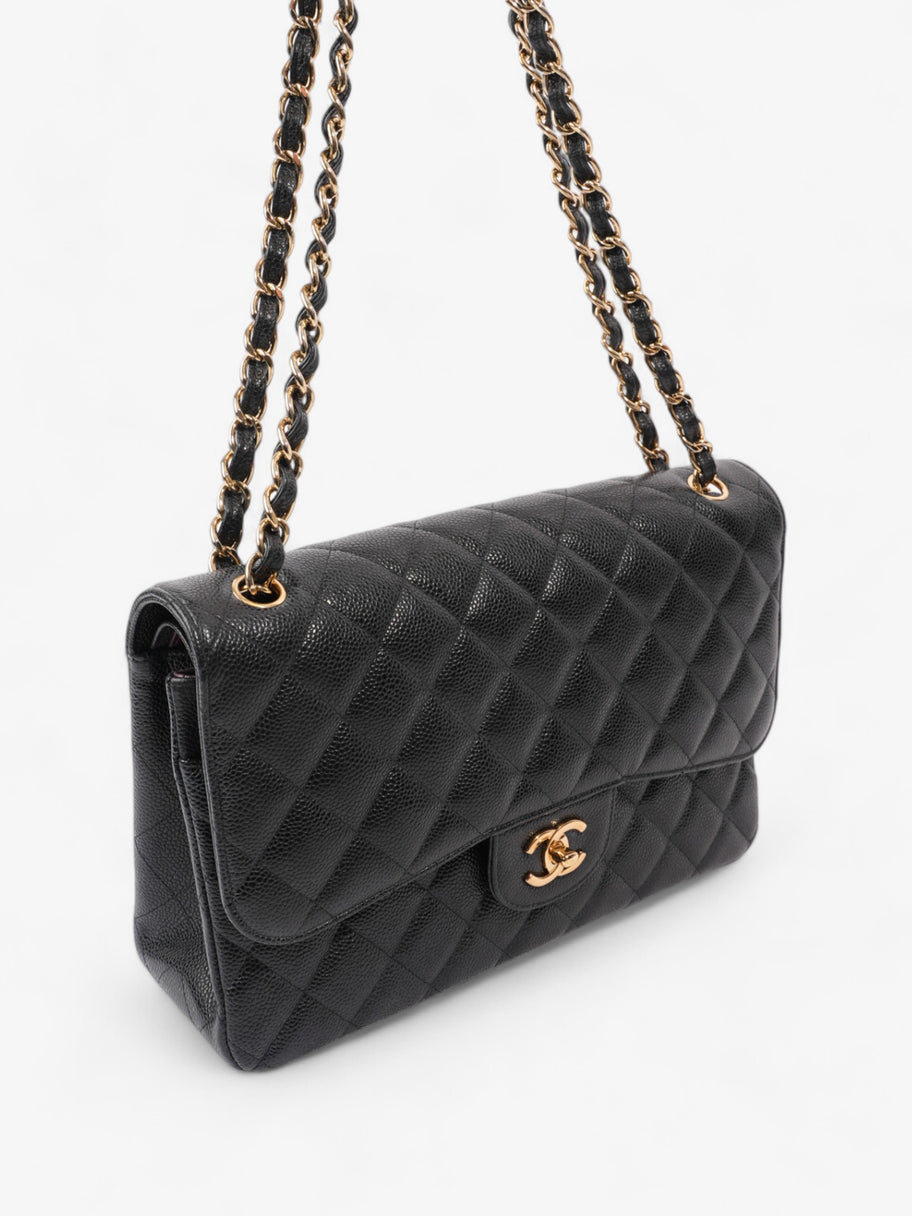 Chanel Classic Double Flap Black Caviar Leather Jumbo Image 7