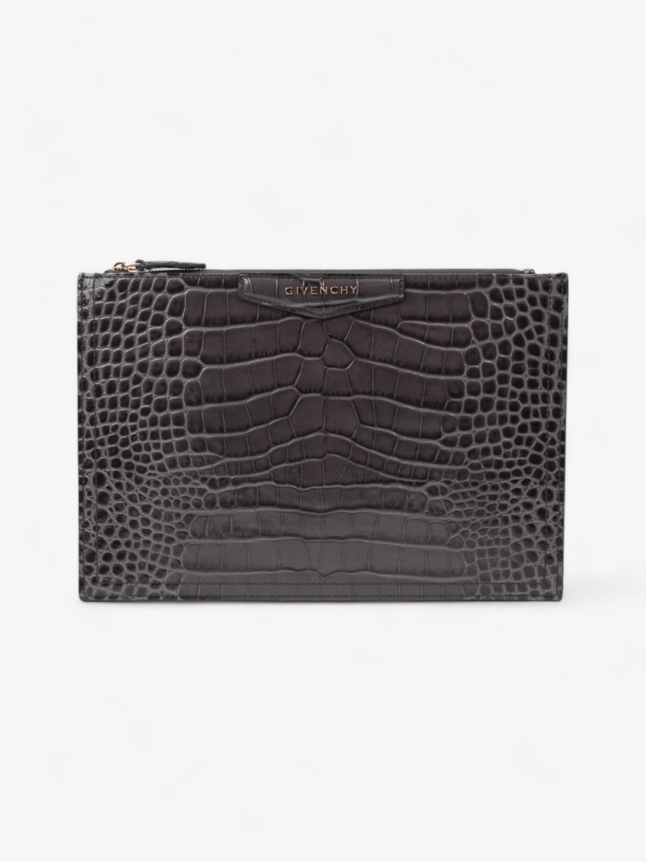 Givenchy Antigona Clutch Grey Embossed Leather Medium Image 1