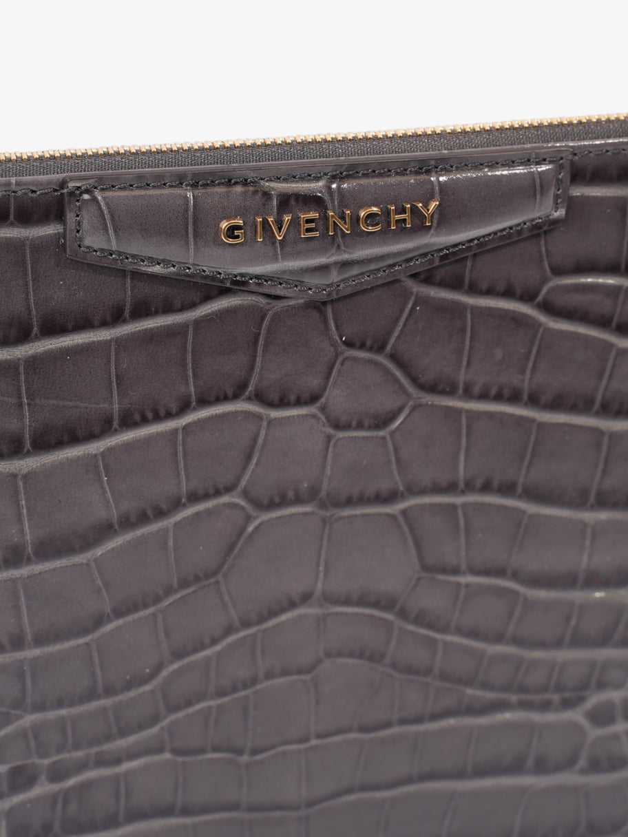 Givenchy Antigona Clutch Grey Embossed Leather Medium Image 8