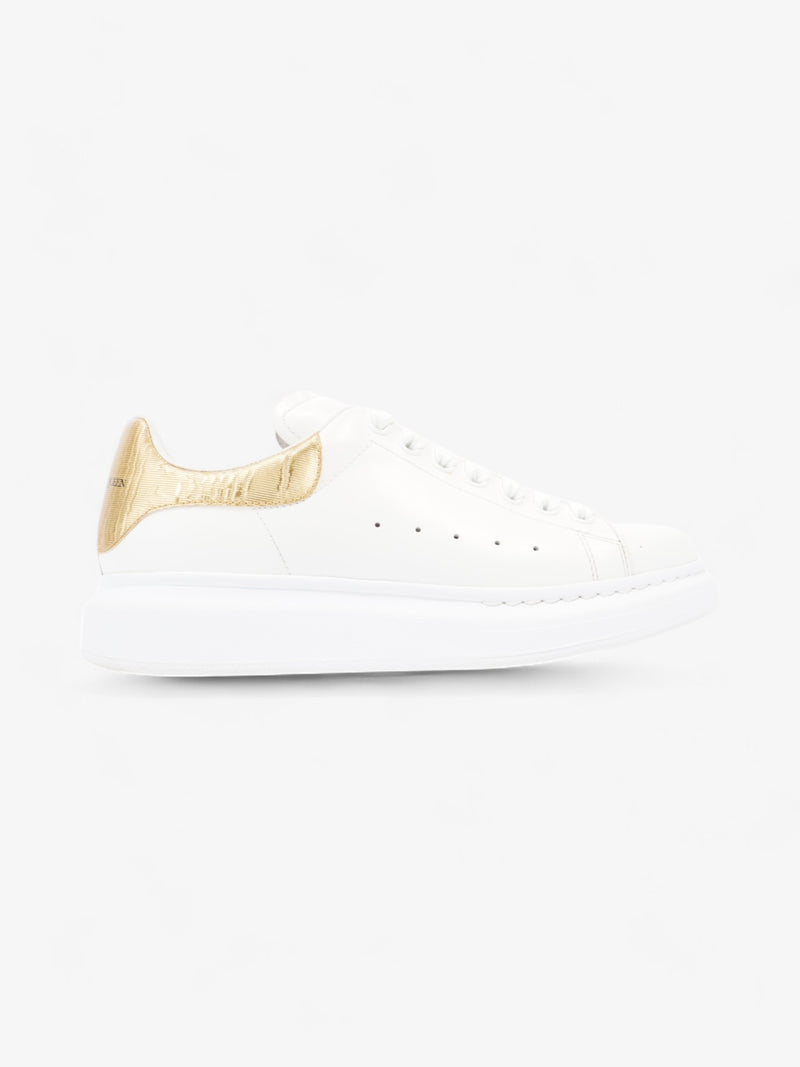  Alexander McQueen Oversized Sneaker White / Gold Metallic Tab Leather EU 40 UK 6