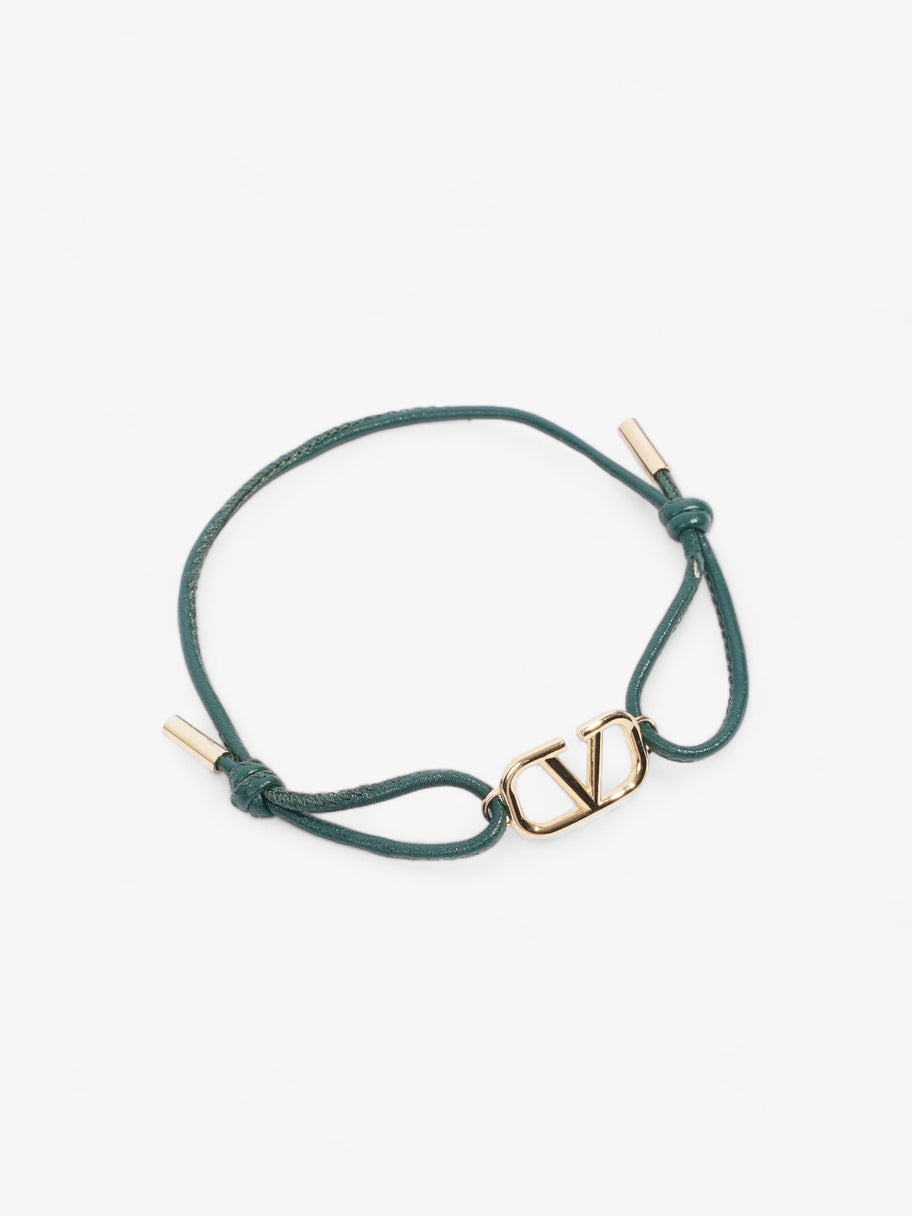 Valentino VLogo Signature Leather Cord Green / Gold Cotton Image 2