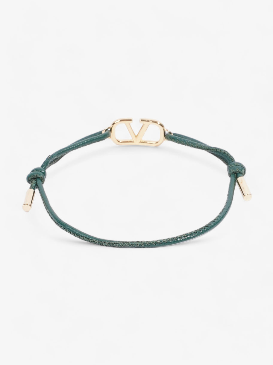 Valentino VLogo Signature Leather Cord Green / Gold Cotton Image 4