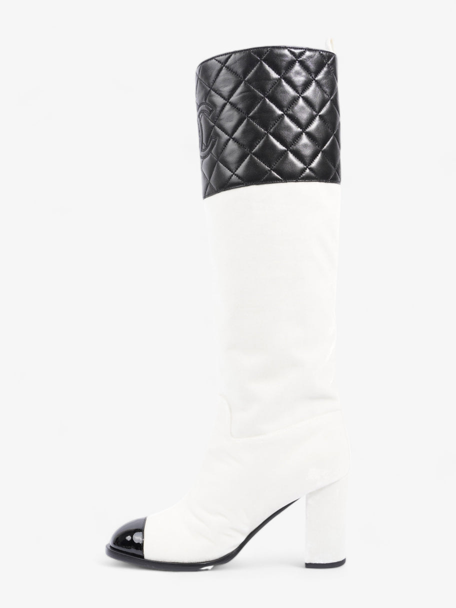 Chanel Knee High Boots White / Black Velvet EU 38 UK 5 Image 3