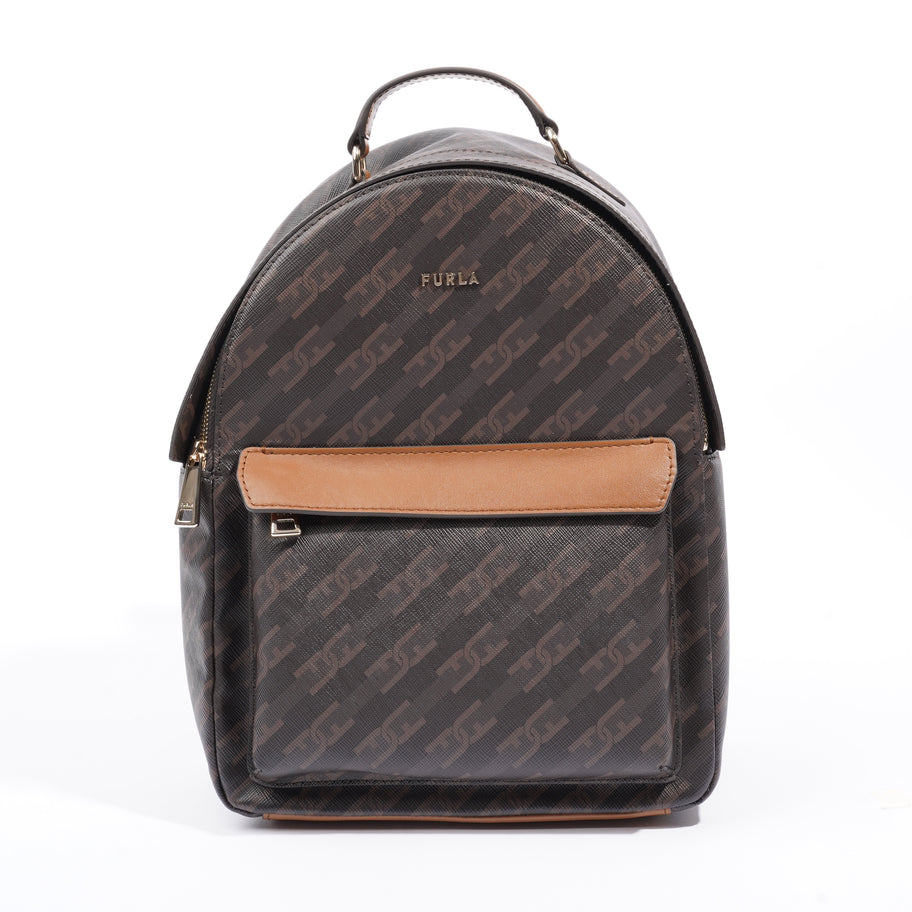 Furla Backpack Black / Brown Coated Canvas Image 1