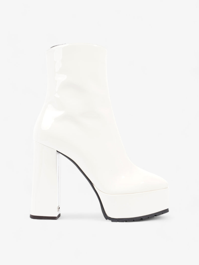  Giuseppe Zanotti Platform Heeled Boots 120mm White Patent Leather EU 36 UK 3