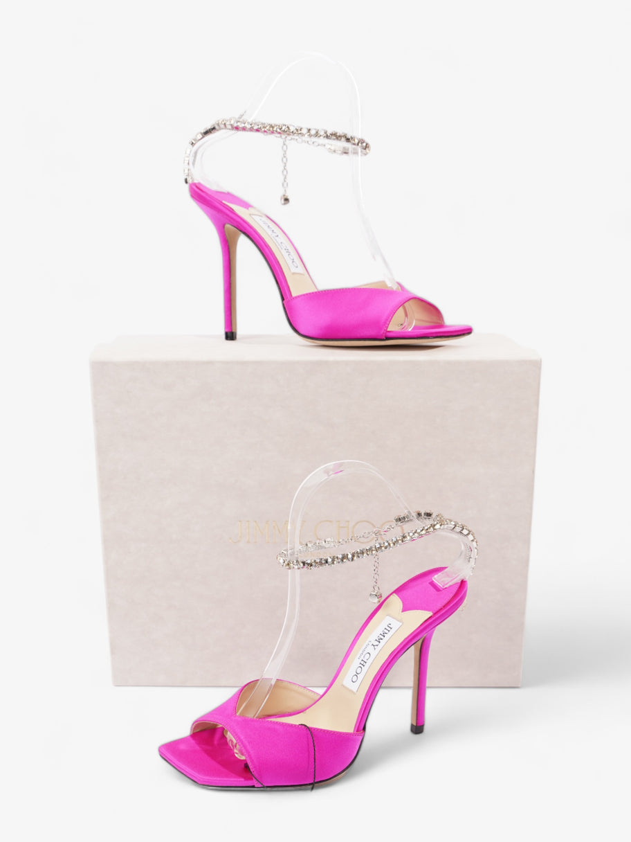 Jimmy Choo Saeda Sandal 100 100mm Pink Satin EU 39 UK 6 Image 11