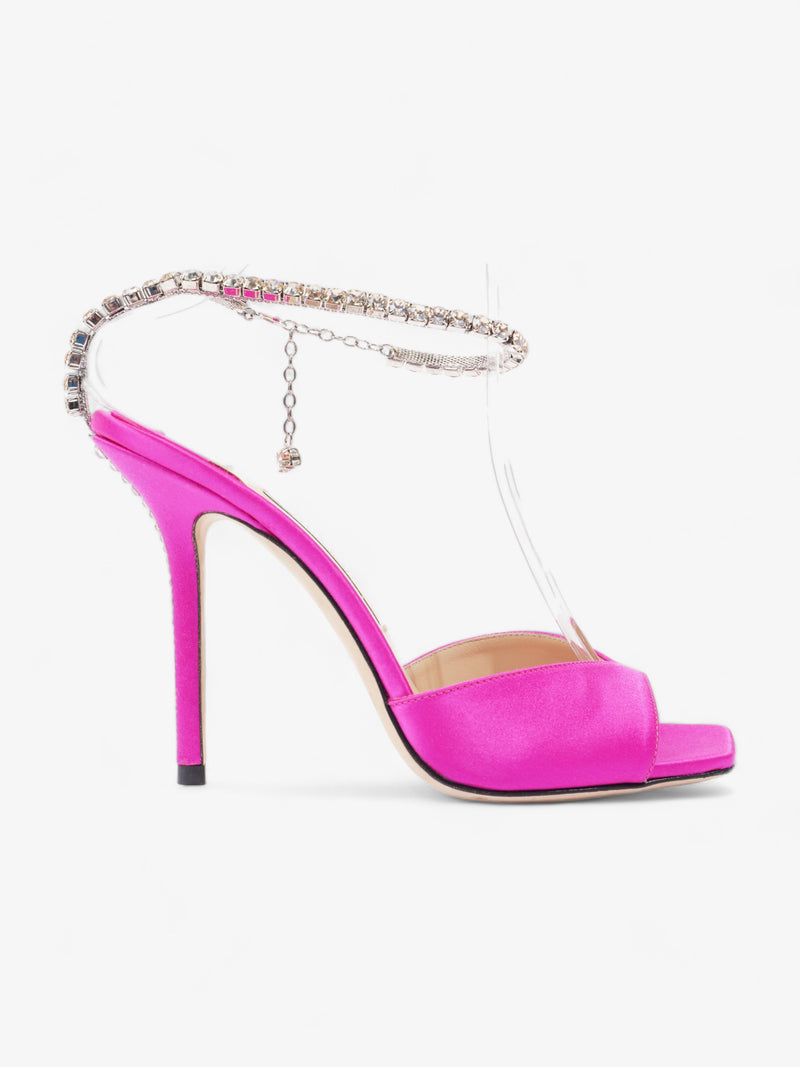  Jimmy Choo Saeda Sandal 100 100mm Pink Satin EU 39 UK 6