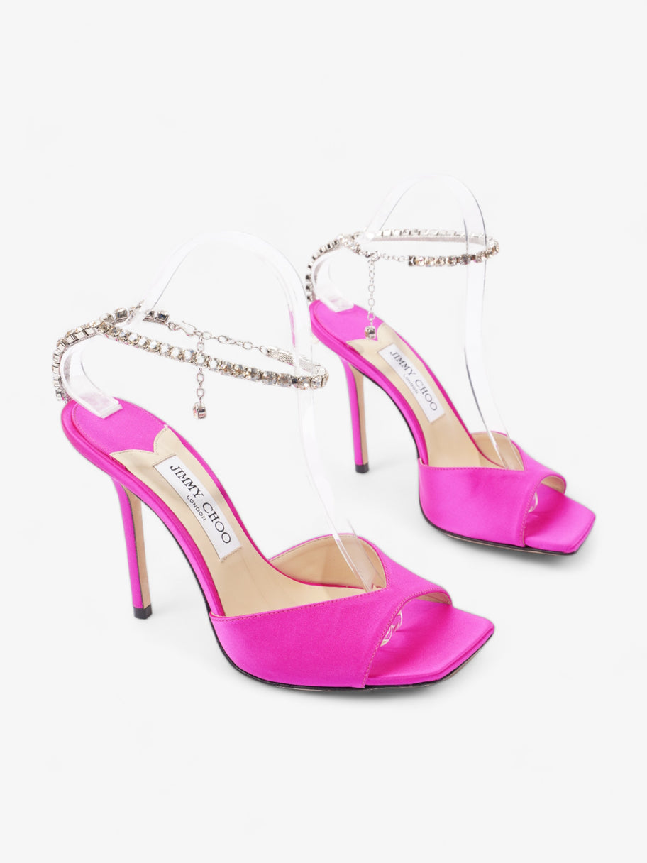 Jimmy Choo Saeda Sandal 100 100mm Pink Satin EU 39 UK 6 Image 2