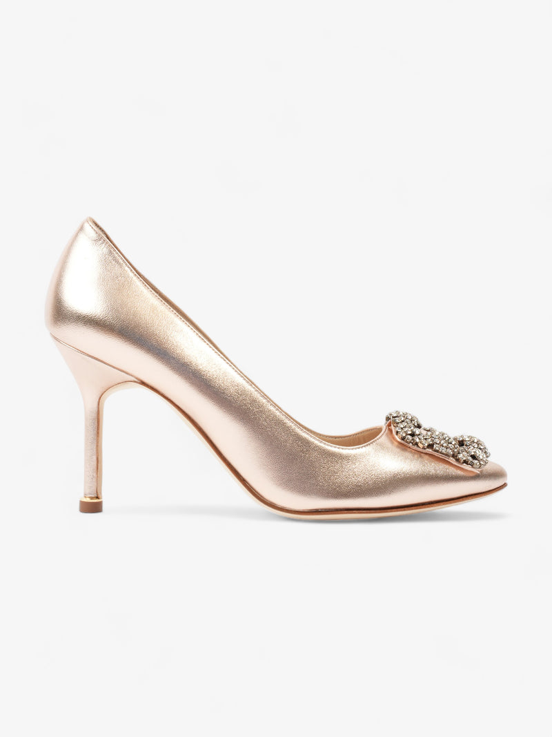  Manolo Blahnik Hangisis Crystal Embelished Heels 90mm Copper Leather EU 36 UK 3