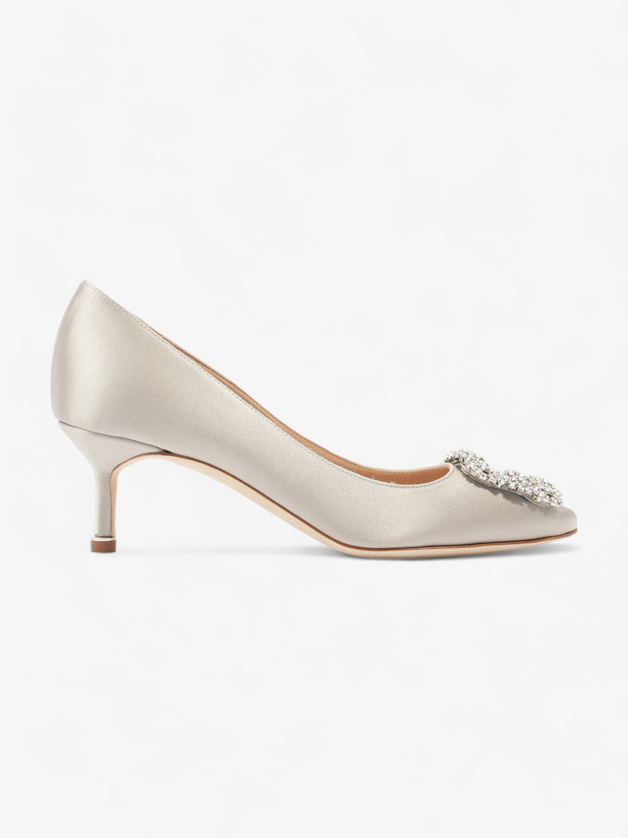 Manolo Blahnik Hangisis Crystal Embelished Heels 50mm Grey Satin EU 36.5 UK 3.5 Image 1