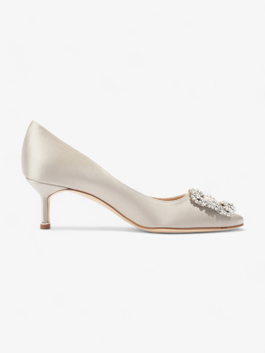 Manolo Blahnik Hangisis Crystal Embelished Heels 50mm Grey Satin EU 36.5 UK 3.5 Image 4