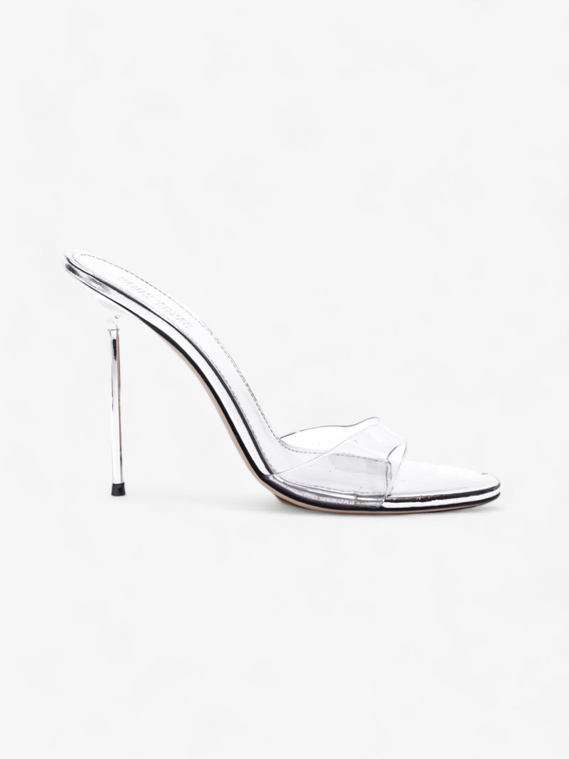  Paris Texas Mirror Lidia Mule 100mm Silver Leather EU 40 UK 7