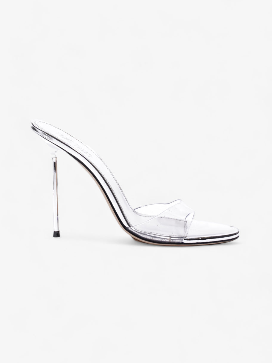 Paris Texas Mirror Lidia Mule 100mm Silver Leather EU 40 UK 7 Image 1