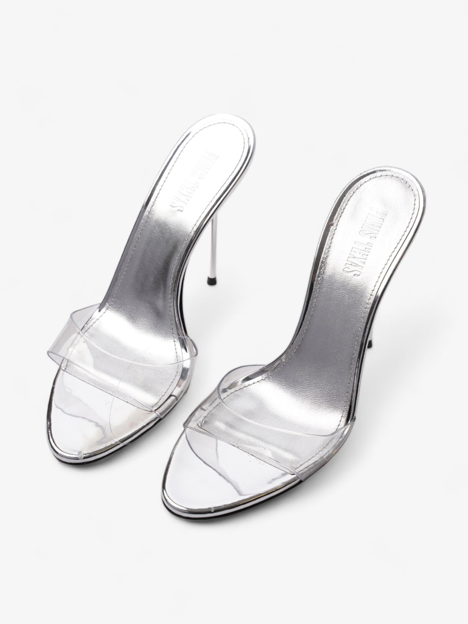 Paris Texas Mirror Lidia Mule 100mm Silver Leather EU 40 UK 7 Image 8