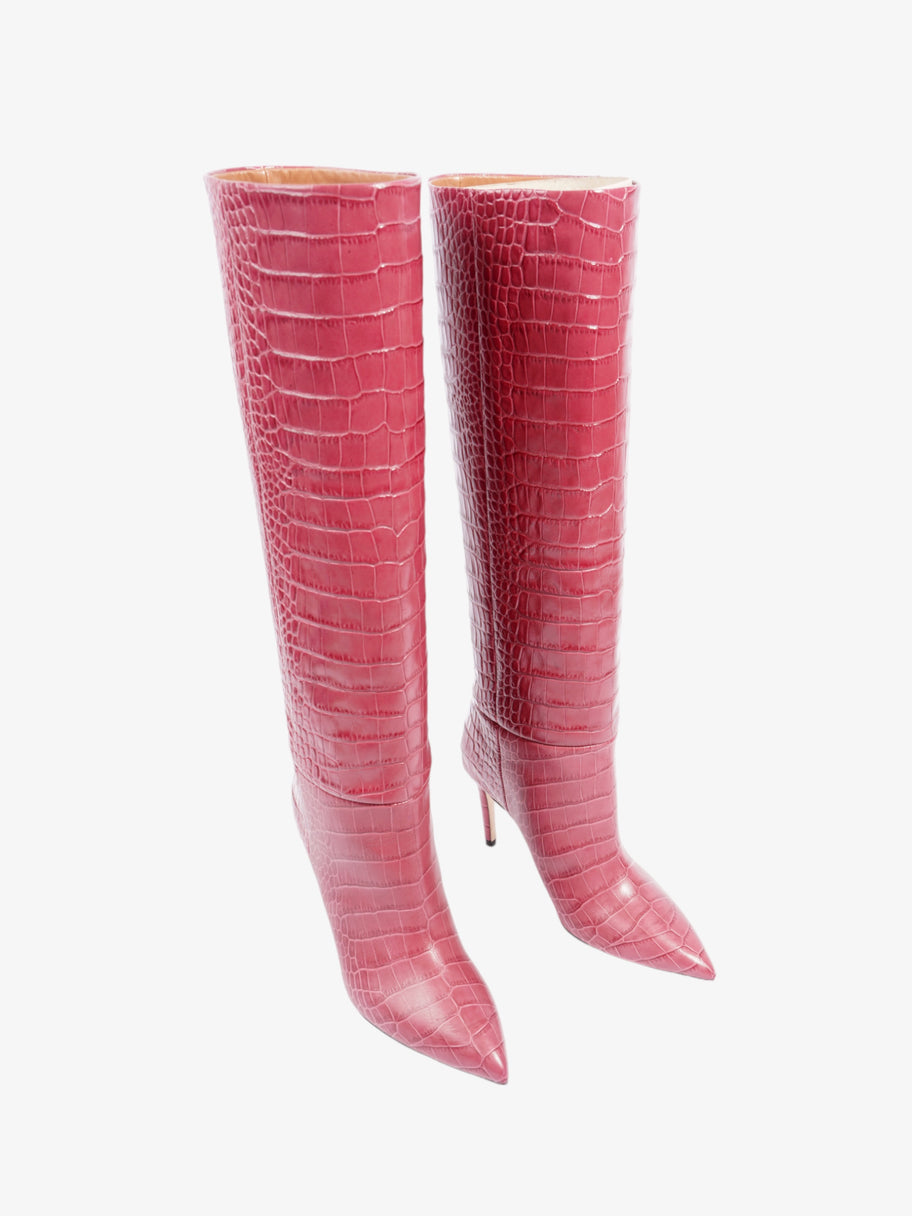 Paris Texas Embossed Croc Stiletto Boots 85mm Bordeaux Leather EU 37 UK 4 Image 2