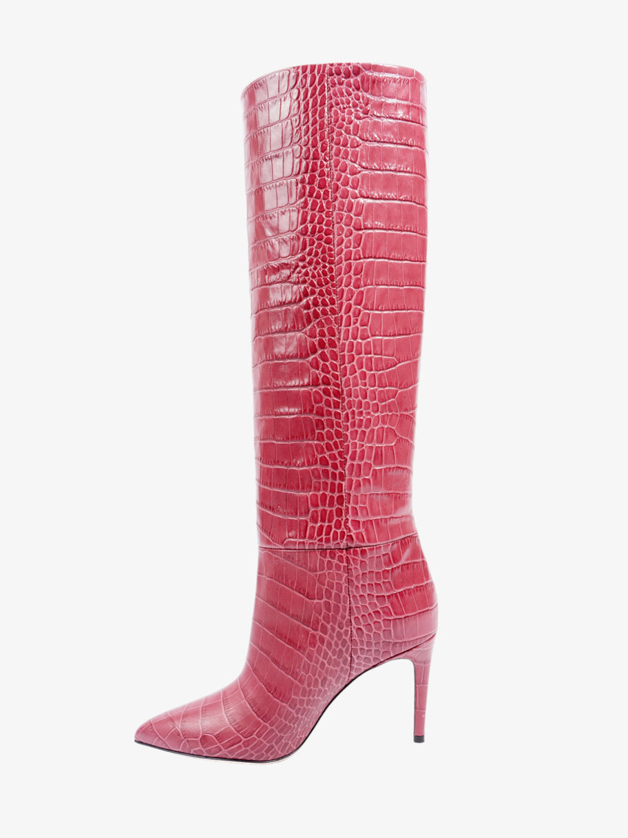 Paris Texas Embossed Croc Stiletto Boots 85mm Bordeaux Leather EU 37 UK 4 Image 3