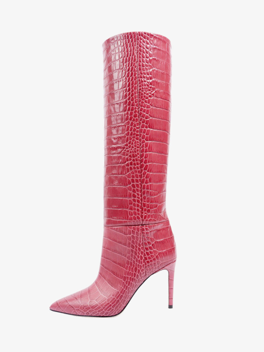 Paris Texas Embossed Croc Stiletto Boots 85mm Bordeaux Leather EU 37 UK 4 Image 5