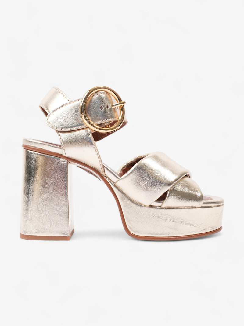  Lyna Platform Sandals 90mm Gold Leather EU 35 UK 2