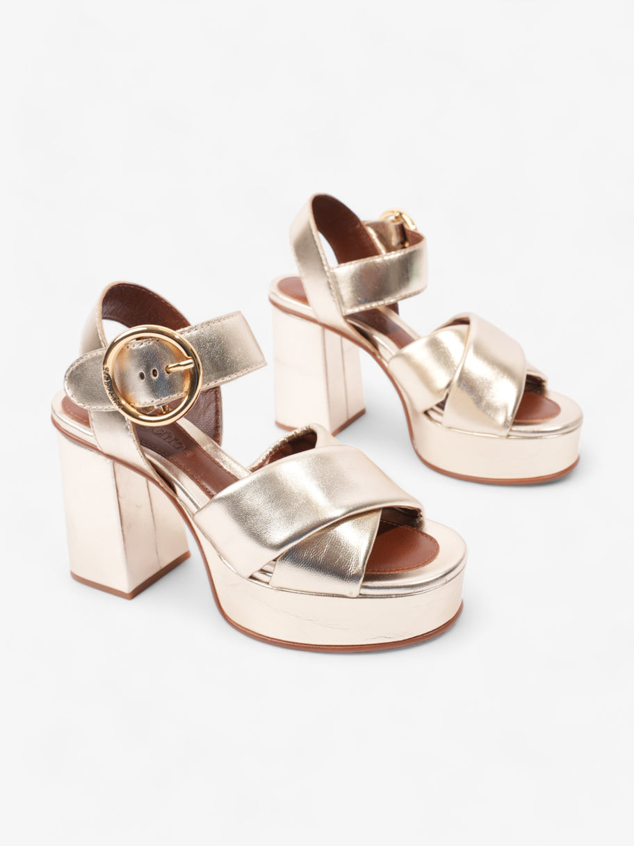 Lyna Platform Sandals 90mm Gold Leather EU 35 UK 2 Image 2