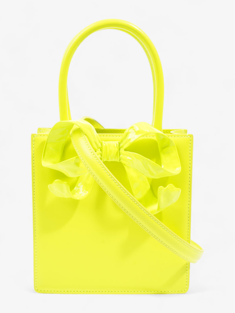  Self Portrait Mini Bow Neon Yellow Calfskin Leather