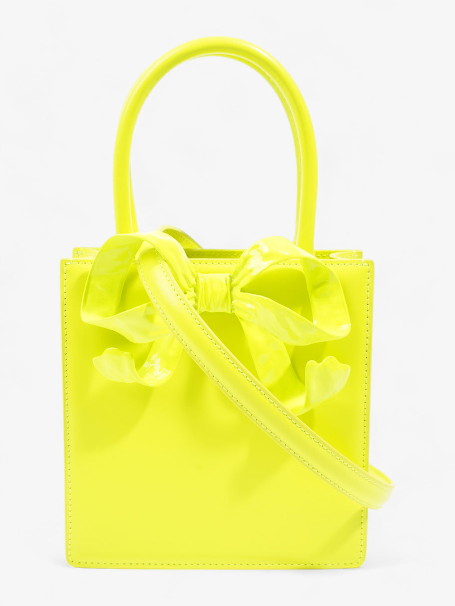 Self Portrait Mini Bow Neon Yellow Calfskin Leather Image 1