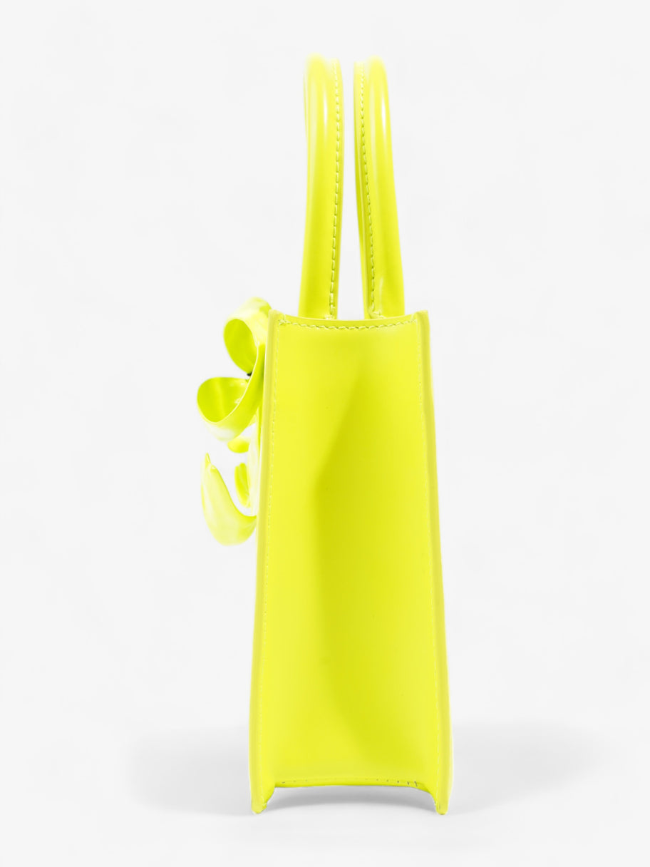 Self Portrait Mini Bow Neon Yellow Calfskin Leather Image 3