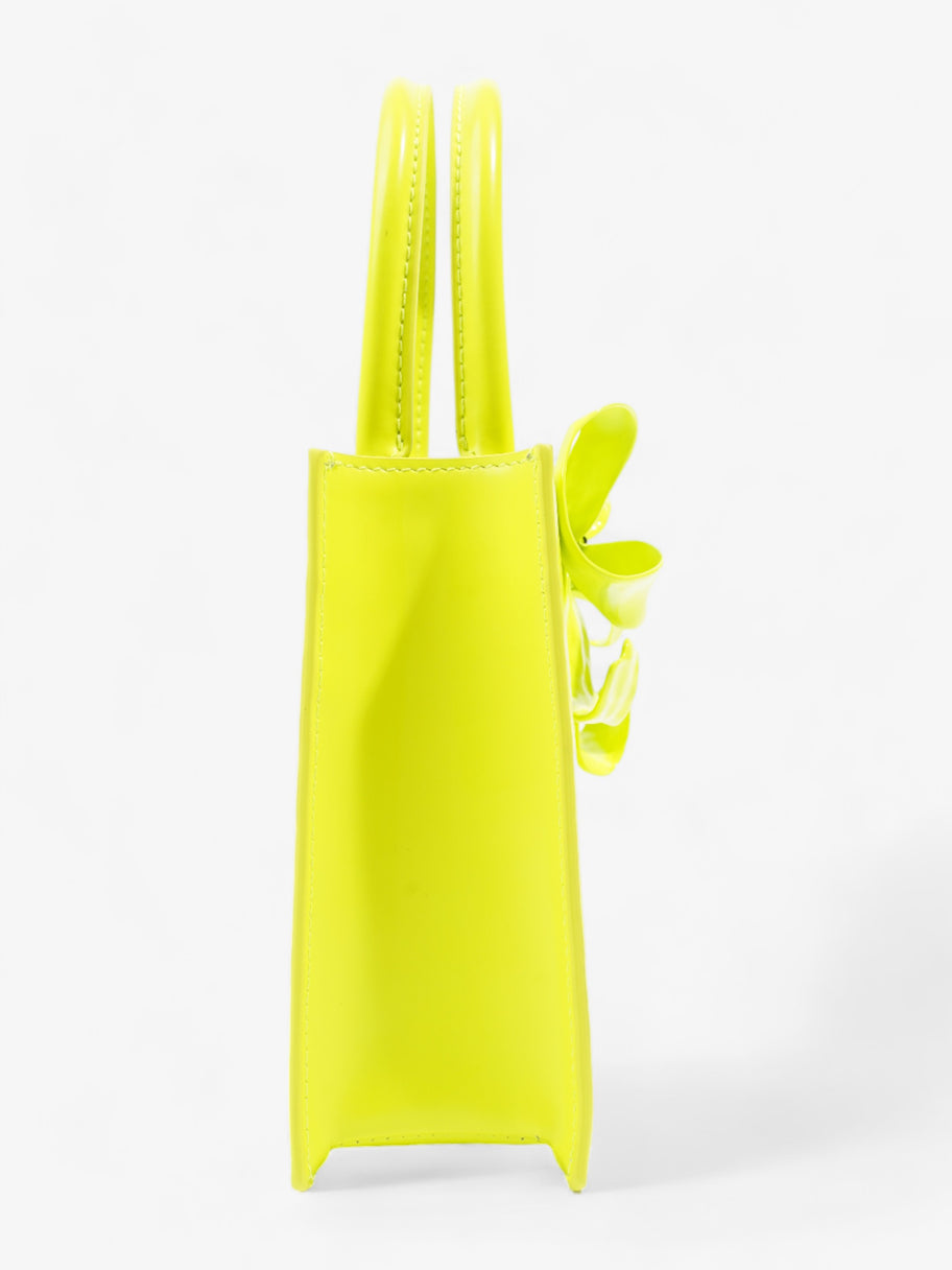 Self Portrait Mini Bow Neon Yellow Calfskin Leather Image 5