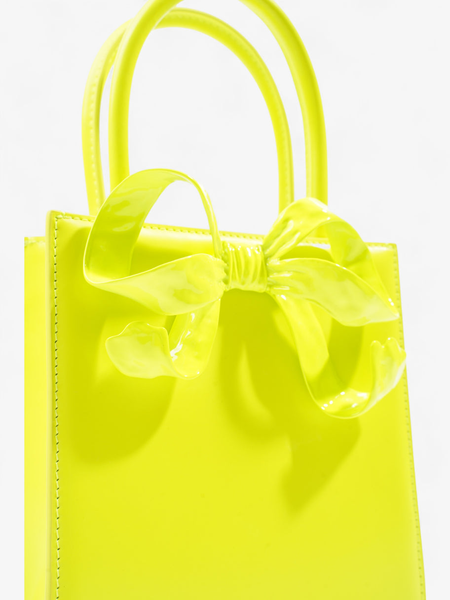 Self Portrait Mini Bow Neon Yellow Calfskin Leather Image 8