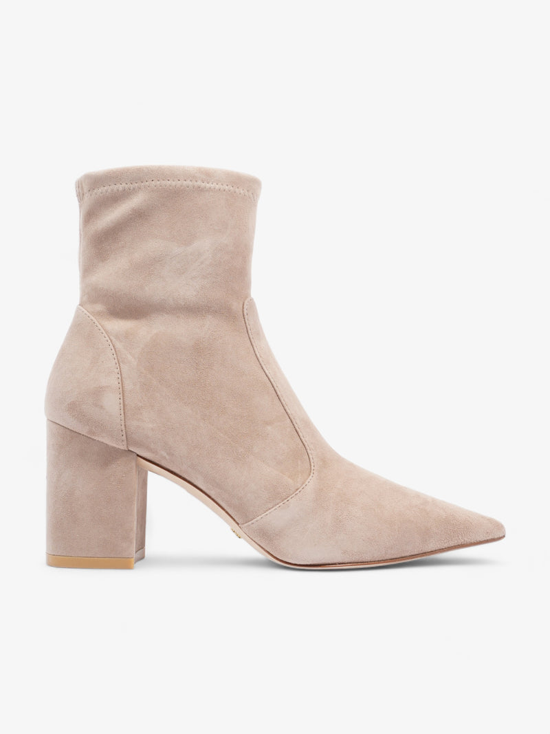  Stuart Weitzman Block Stretch Bootie 75mm Nude Suede EU 37.5 UK 4.5