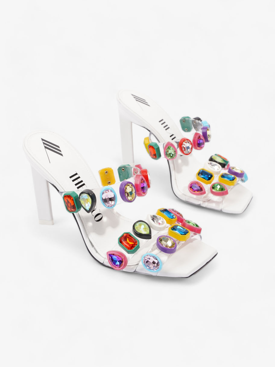 The Attico Nanci Embellished Heeled Mule 100mm White / Multi leather EU 37 UK 4 Image 2