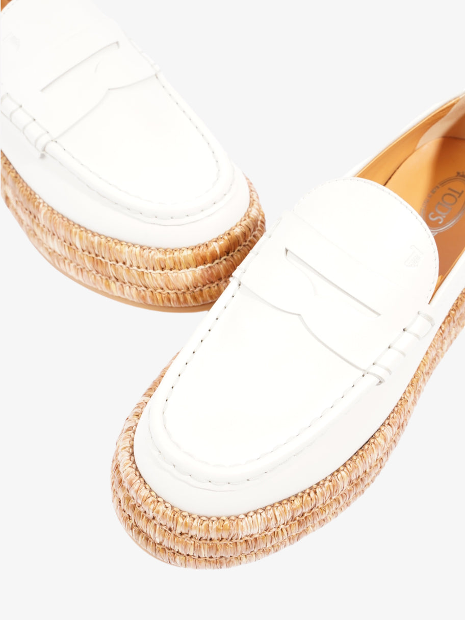 Tod's Platform Espadrille Loafers White Calfskin Leather EU 38 UK 5 Image 9