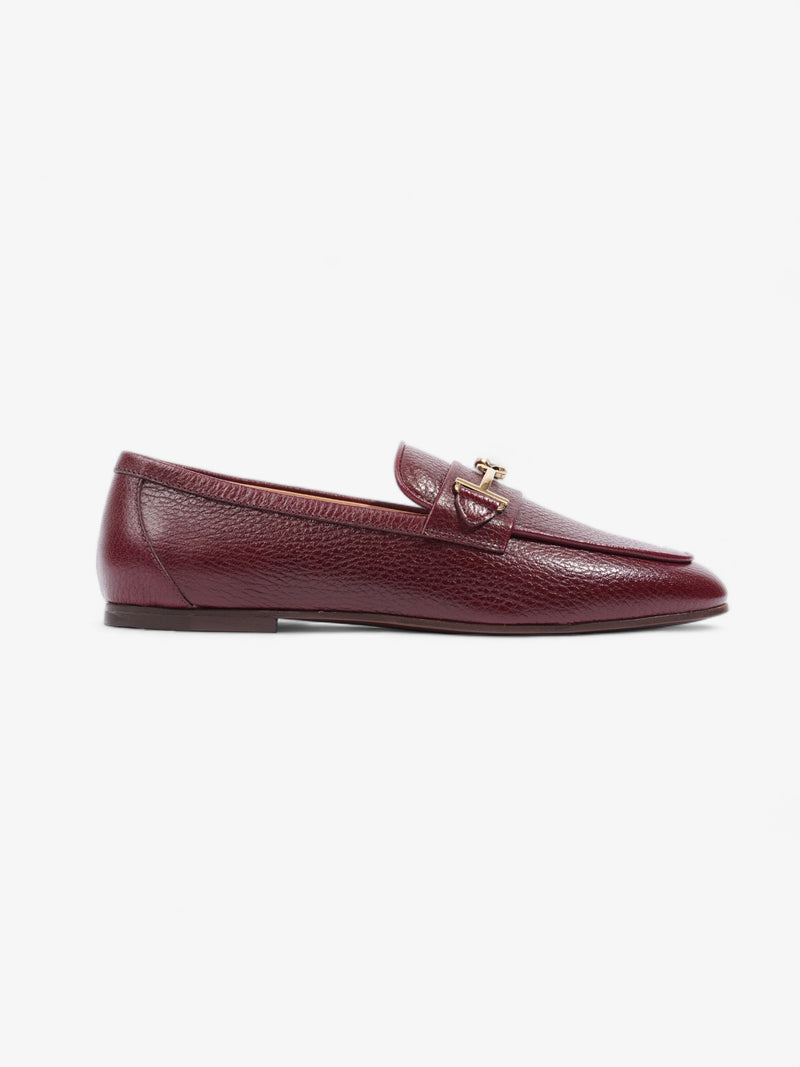  Tod's Gold Buckle Detail Loafers Burgundy Leather EU 36.5 UK 3.5