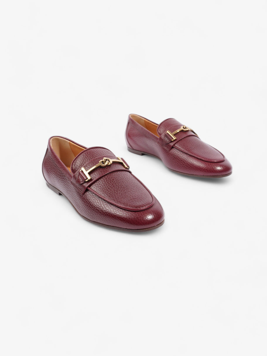 Tod's Gold Buckle Detail Loafers Burgundy Leather EU 36.5 UK 3.5 Image 2