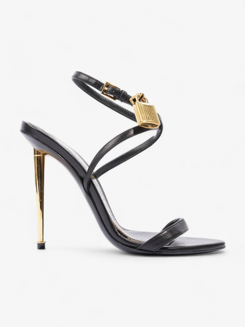  Padlock Sandals 110mm Black / Gold Leather EU 36.5 UK 3.5