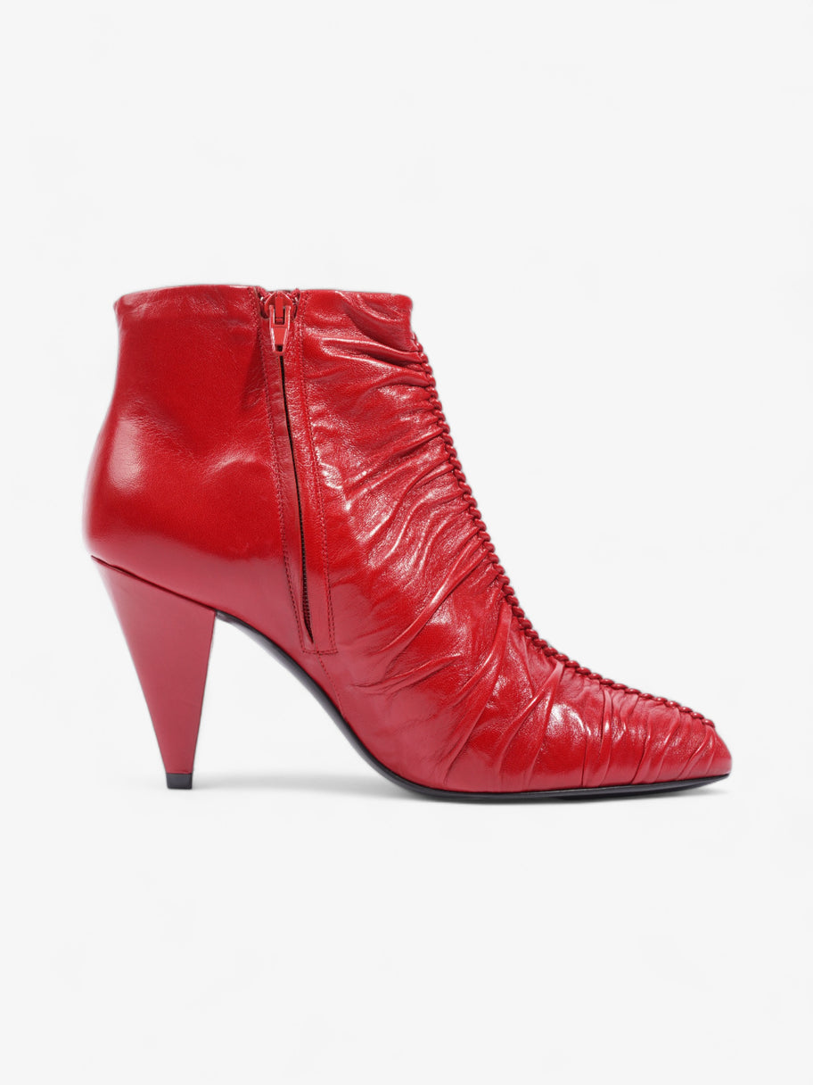 Celine Ankle Boot Red Leather EU 37 UK 4 Image 4