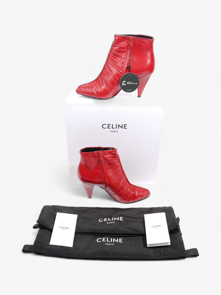 Celine Ankle Boot Red Leather EU 39 UK 6 Image 10